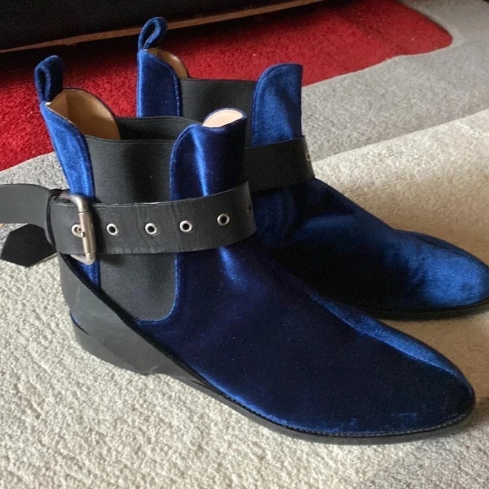 MONSE  women Midnight Blue Velvet Boots size 9 no box